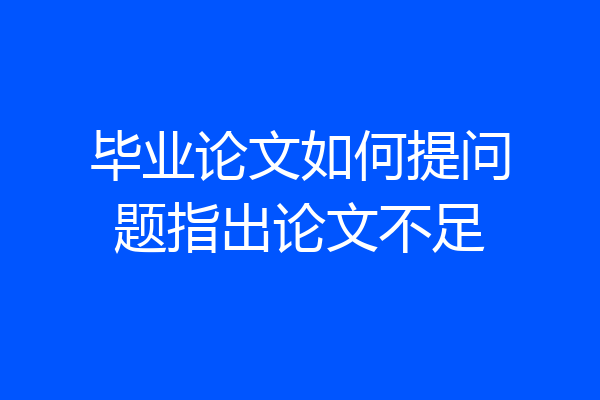 毕业论文如何提问题指出论文不足
