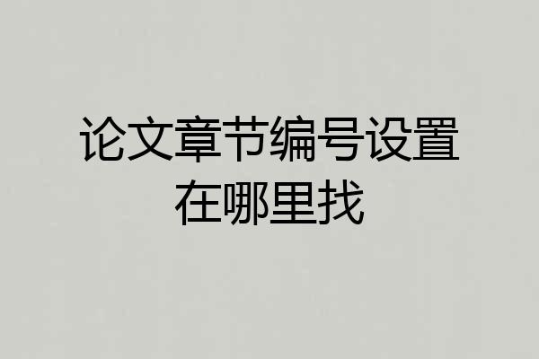论文章节编号设置在哪里找