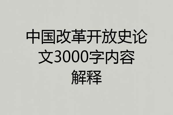 中国改革开放史论文3000字内容解释