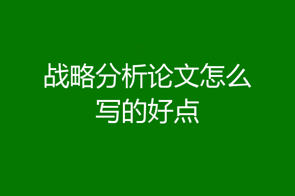 战略分析论文怎么写的好点