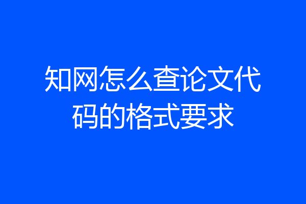 知网怎么查论文代码的格式要求