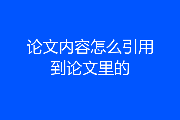 论文内容怎么引用到论文里的