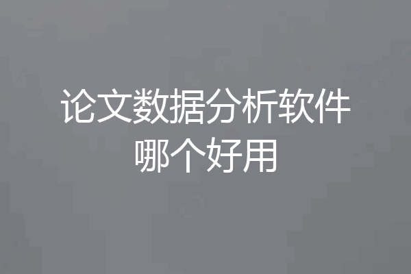论文数据分析软件哪个好用
