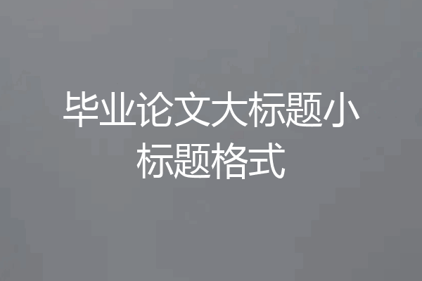 毕业论文大标题小标题格式