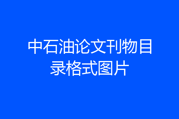 中石油论文刊物目录格式图片