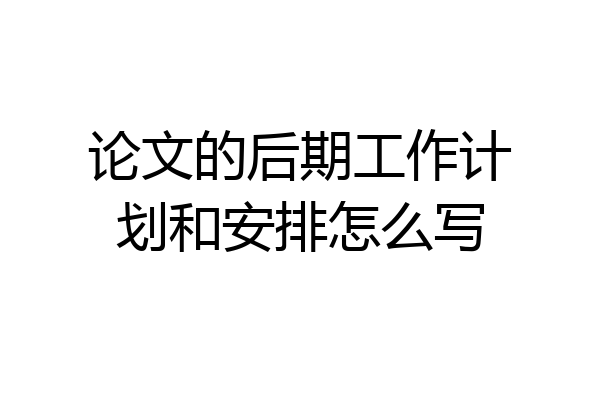论文的后期工作计划和安排怎么写