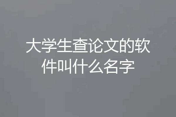 大学生查论文的软件叫什么名字
