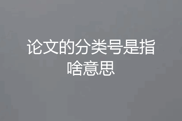 论文的分类号是指啥意思