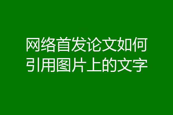 网络首发论文如何引用图片上的文字