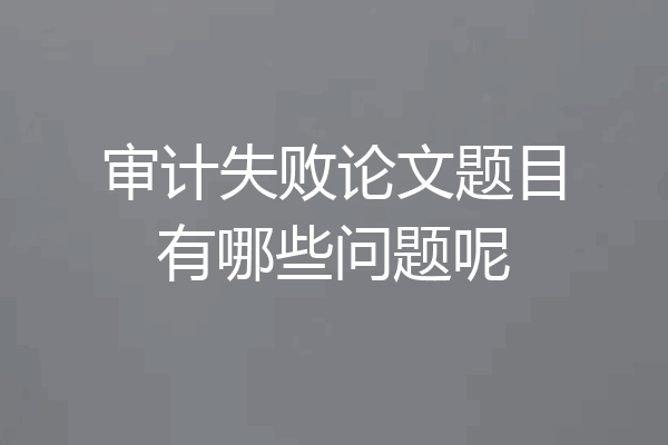 审计失败论文题目有哪些问题呢