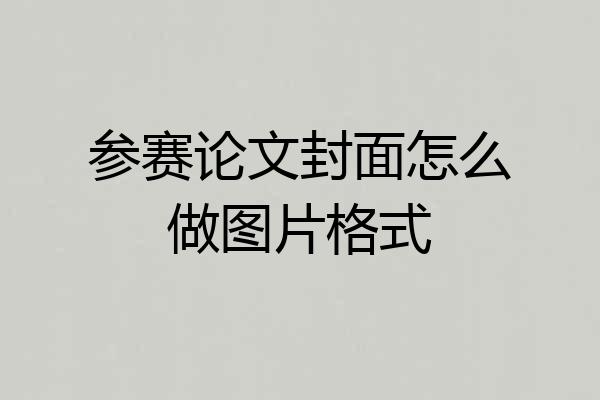 参赛论文封面怎么做图片格式