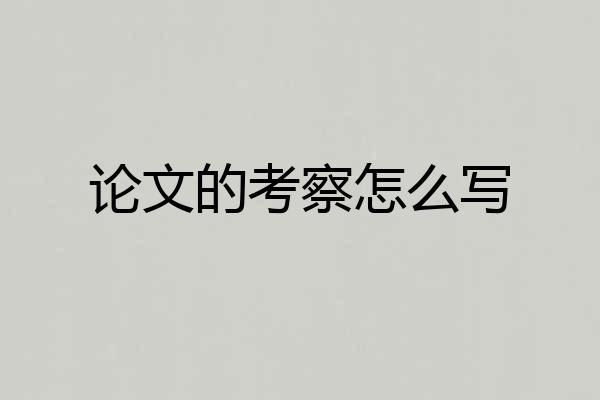 论文的考察怎么写