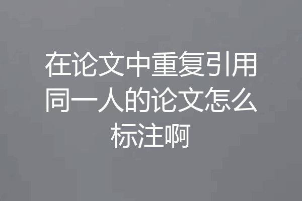 在论文中重复引用同一人的论文怎么标注啊