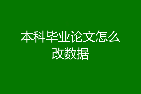 本科毕业论文怎么改数据