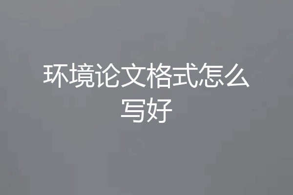 环境论文格式怎么写好