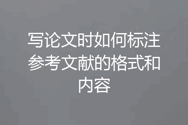 写论文时如何标注参考文献的格式和内容
