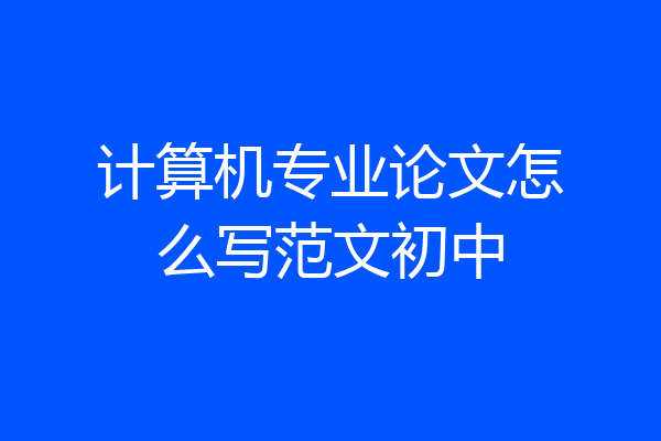 计算机专业论文怎么写范文初中