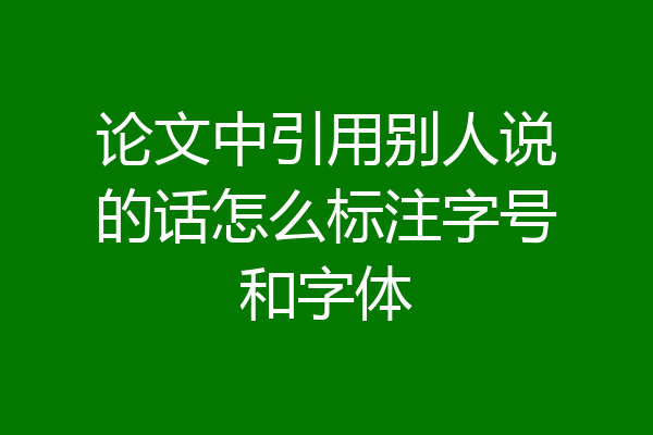 论文中引用别人说的话怎么标注字号和字体