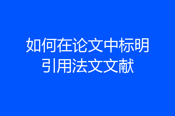 如何在论文中标明引用法文文献