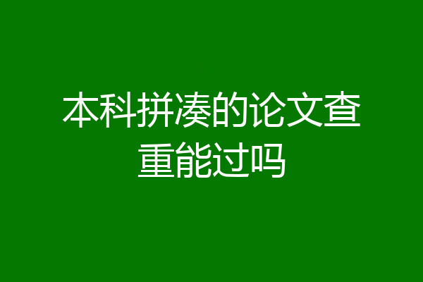 本科拼凑的论文查重能过吗
