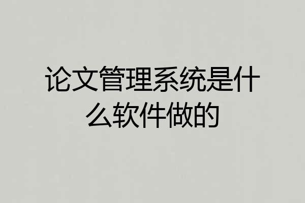 论文管理系统是什么软件做的
