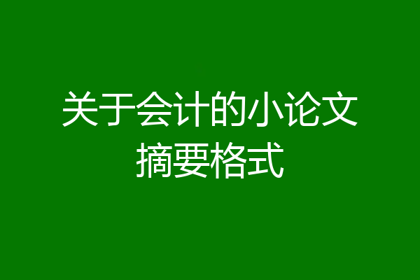 关于会计的小论文摘要格式