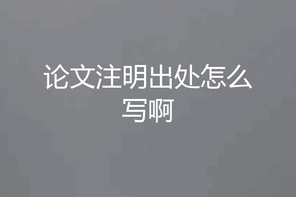 论文注明出处怎么写啊