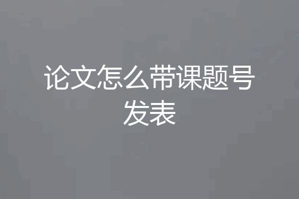 论文怎么带课题号发表
