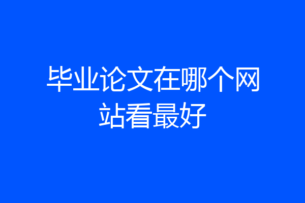 毕业论文在哪个网站看最好