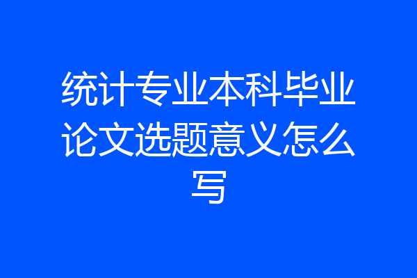 统计专业本科毕业论文选题意义怎么写