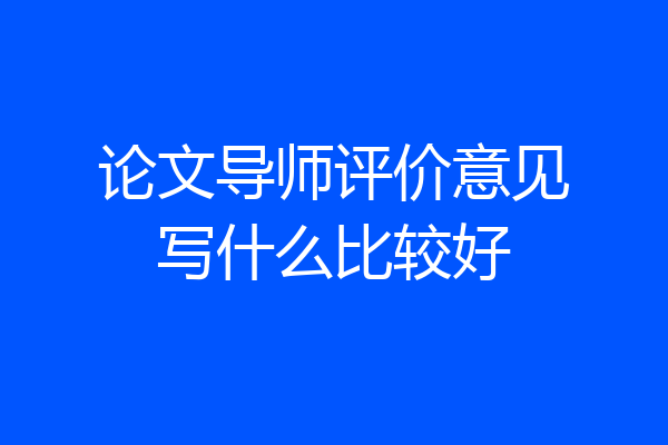 论文导师评价意见写什么比较好