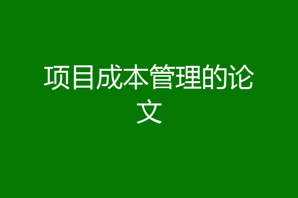 项目成本管理的论文