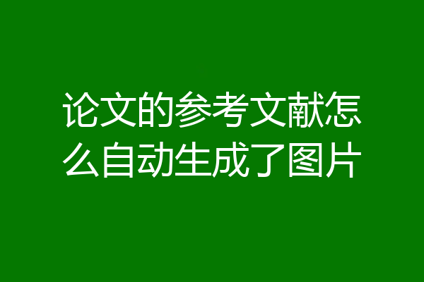论文的参考文献怎么自动生成了图片