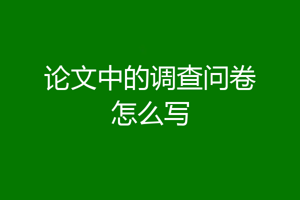 论文中的调查问卷怎么写