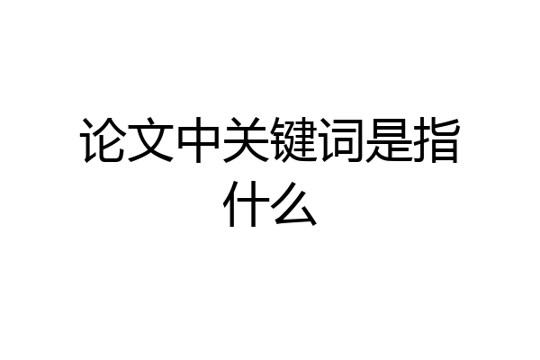 论文中关键词是指什么