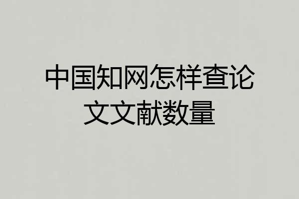 中国知网怎样查论文文献数量