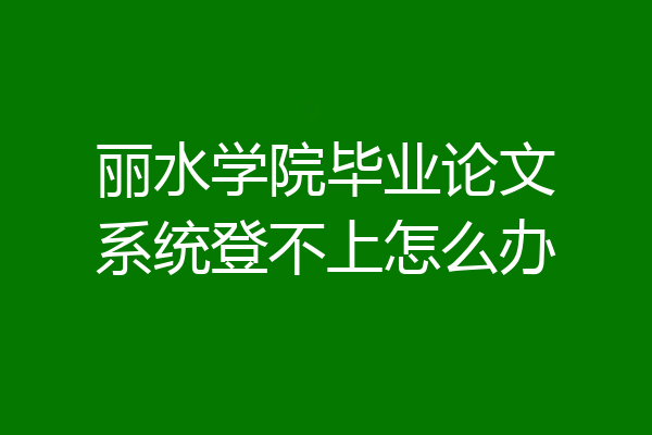 丽水学院毕业论文系统登不上怎么办