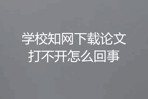 学校知网下载论文打不开怎么回事