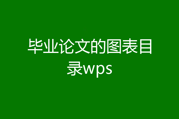 毕业论文的图表目录wps