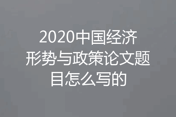 2020中国经济形势与政策论文题目怎么写的