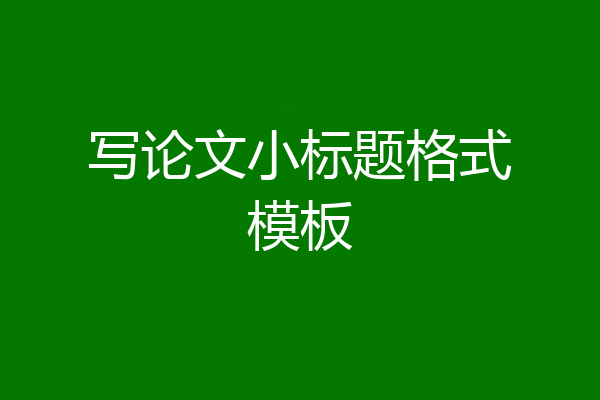 写论文小标题格式模板
