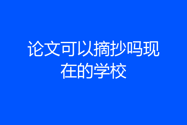 论文可以摘抄吗现在的学校