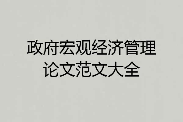 政府宏观经济管理论文范文大全