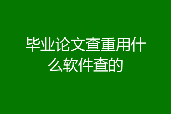 毕业论文查重用什么软件查的