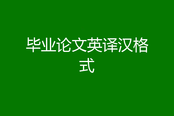毕业论文英译汉格式