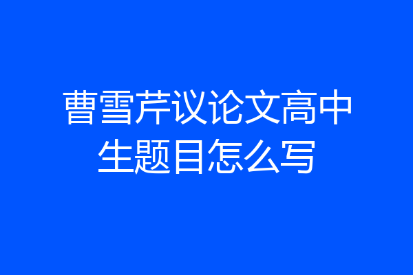 曹雪芹议论文高中生题目怎么写