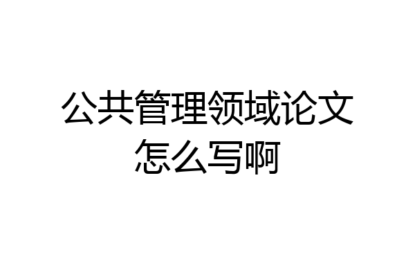 公共管理领域论文怎么写啊