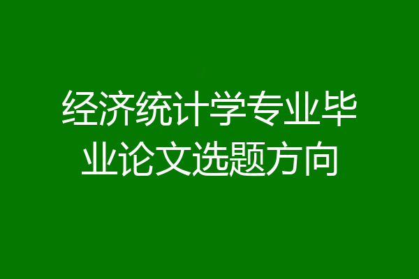经济统计学专业毕业论文选题方向