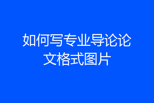 如何写专业导论论文格式图片