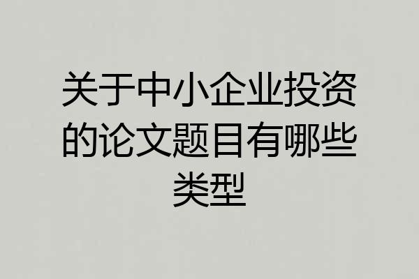 关于中小企业投资的论文题目有哪些类型
